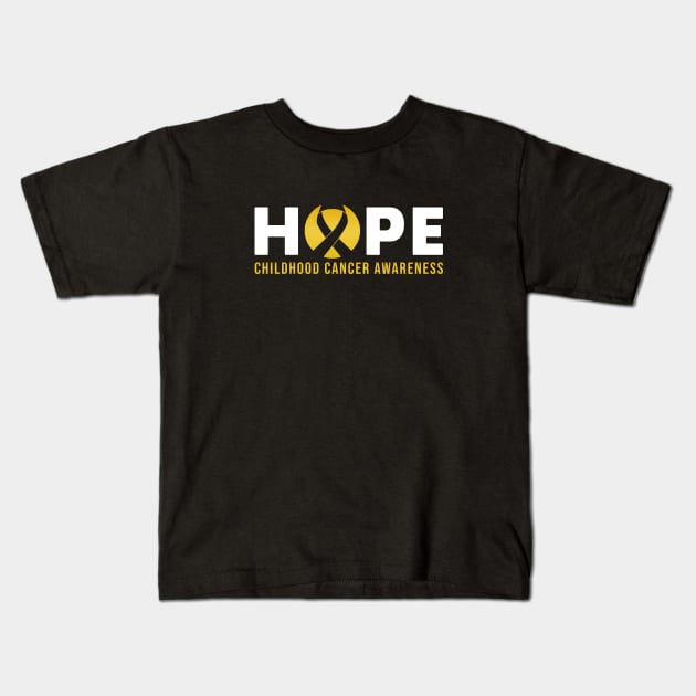 HOPE CANCER AWARENESS GOLD RIBBON Kids T-Shirt by JWOLF